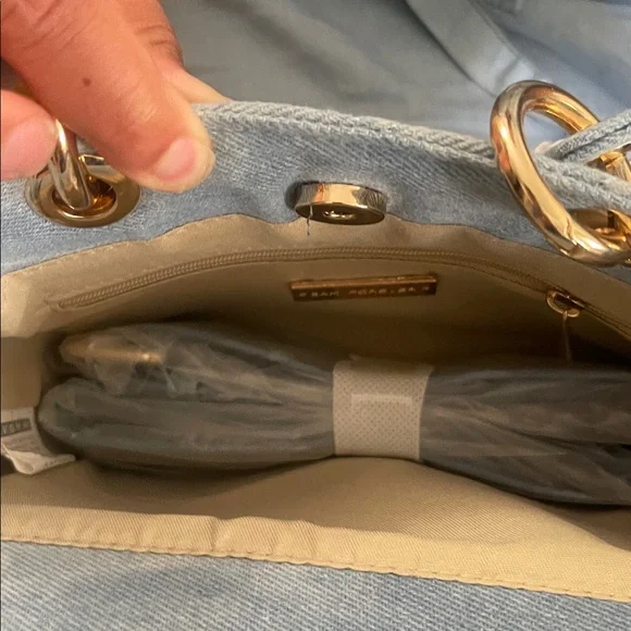 Light Blue Tote Bag with Gold Accent - Picture 2 of 2